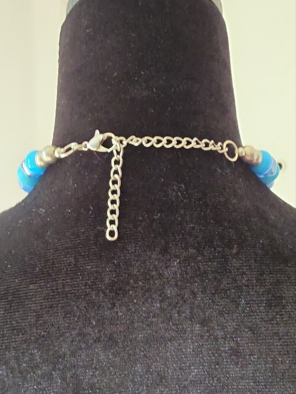 Handmade Turquoise Blue Beaded Twist Necklace - Picture 7 of 7